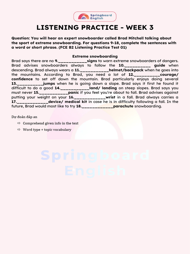 Listening Practice - Week 3 | PDF