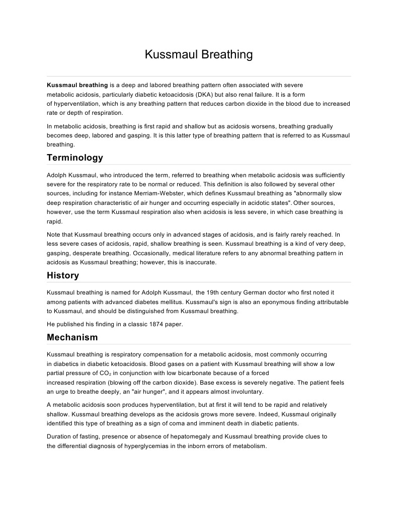 Kussmaul Breathing Endocrine Physiology
