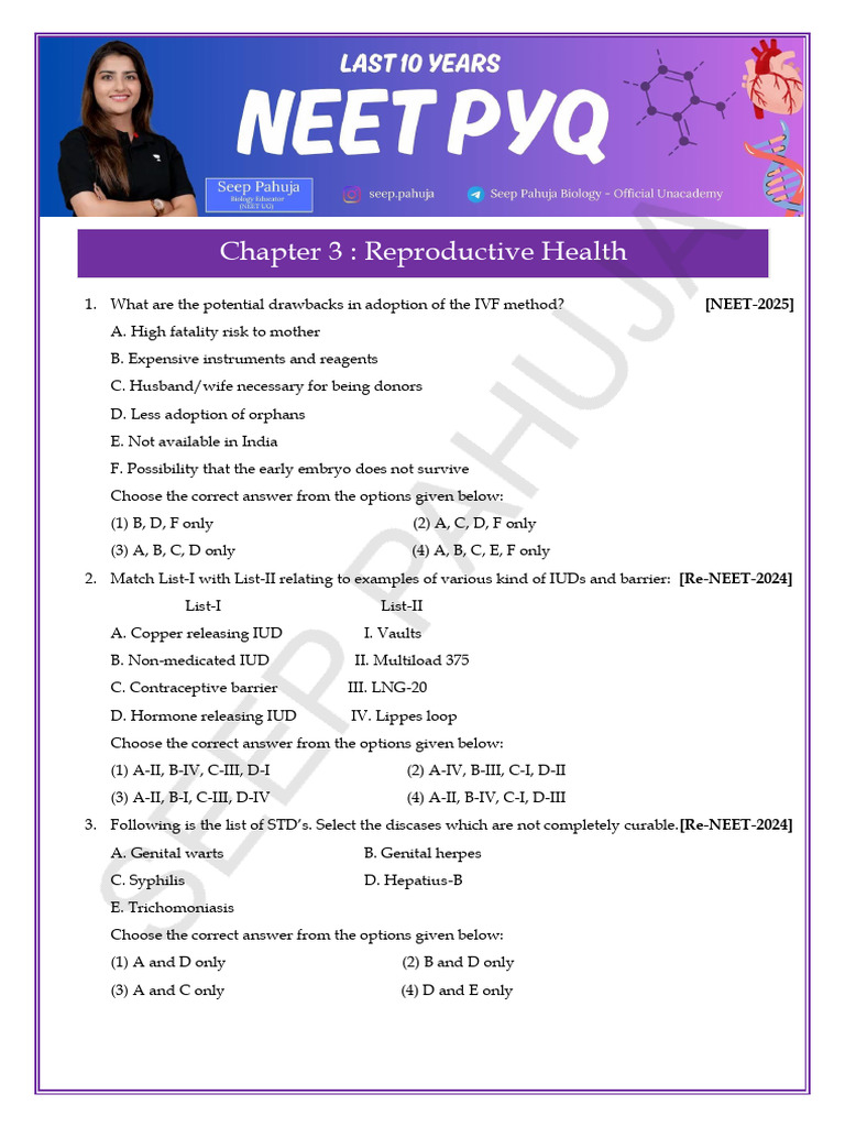 Reproductive health question prectice | PDF