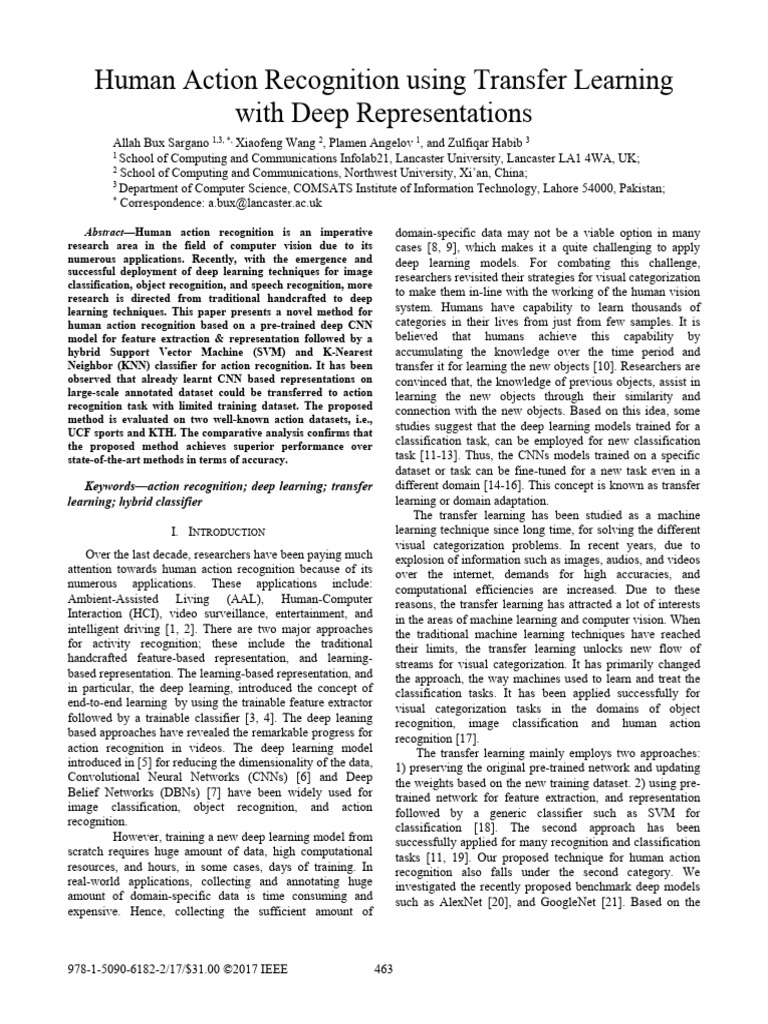 Human Action Recognition Using Transfer Learning With Deep ...