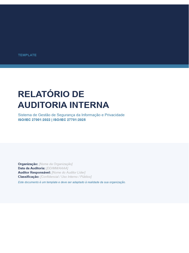 Relatório de Auditoria Interna ISO 27001 e ISO 27701 | PDF