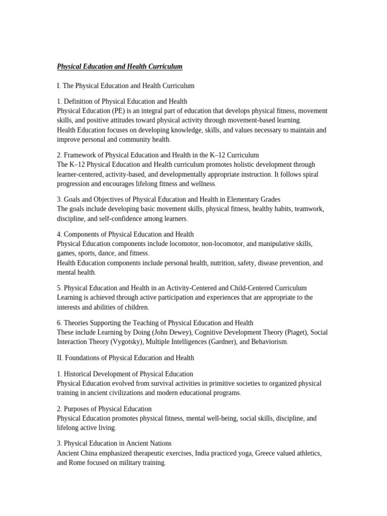 Physical Education and Health | PDF