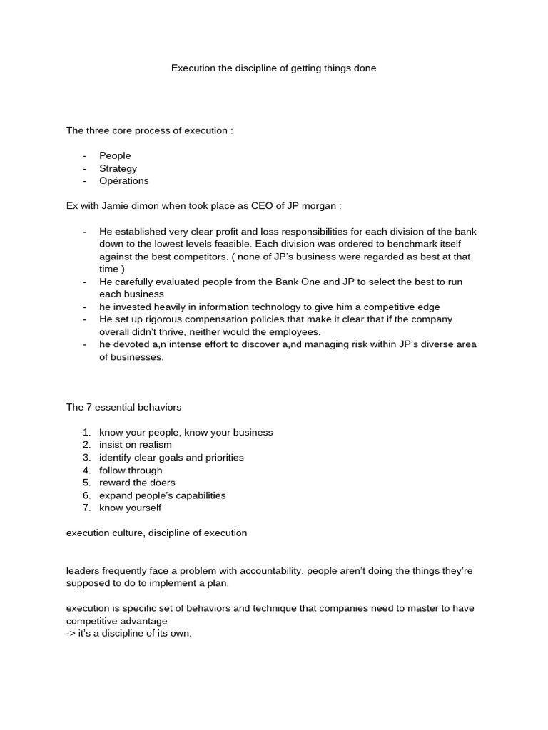 Execution - The Discipline of Getting Things Done | PDF | Courage ...