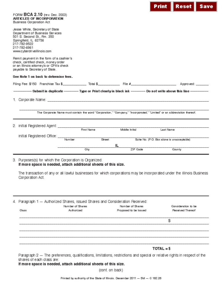 Secretary of state articles of incorporation image