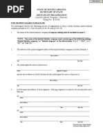 South Carolina LLC Articles of Organization