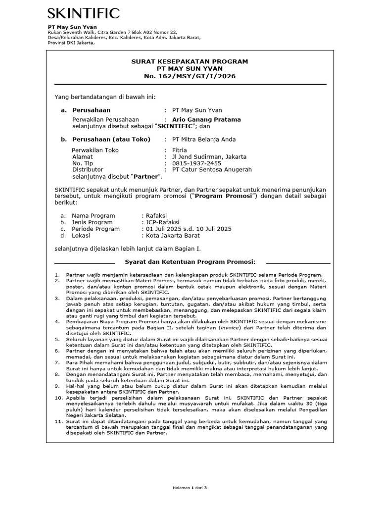[MSY] SKP - Rafaksi 01Juli-10Juli PT Mitra Belanja Anda (GL MOI) | PDF