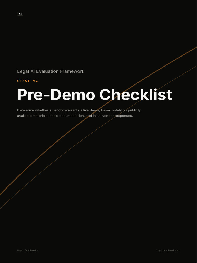 Stage 1 - Pre-Demo Checklist - Legal Benchmarks - V1 | PDF | Artificial ...