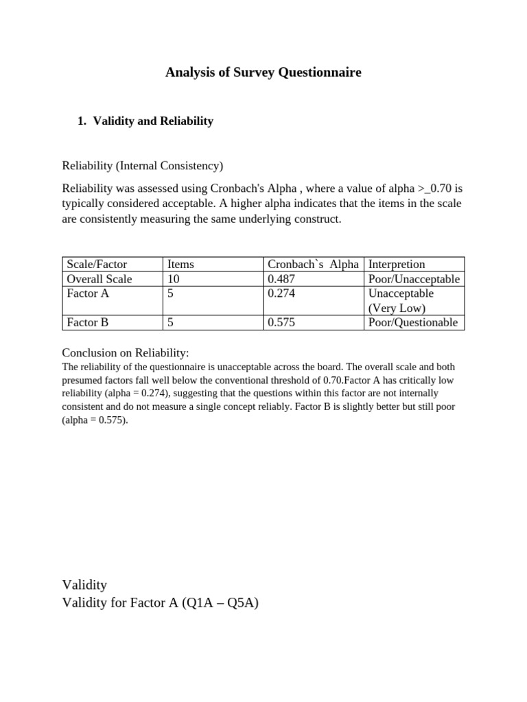 Analysis of Survey Questionnaire | PDF