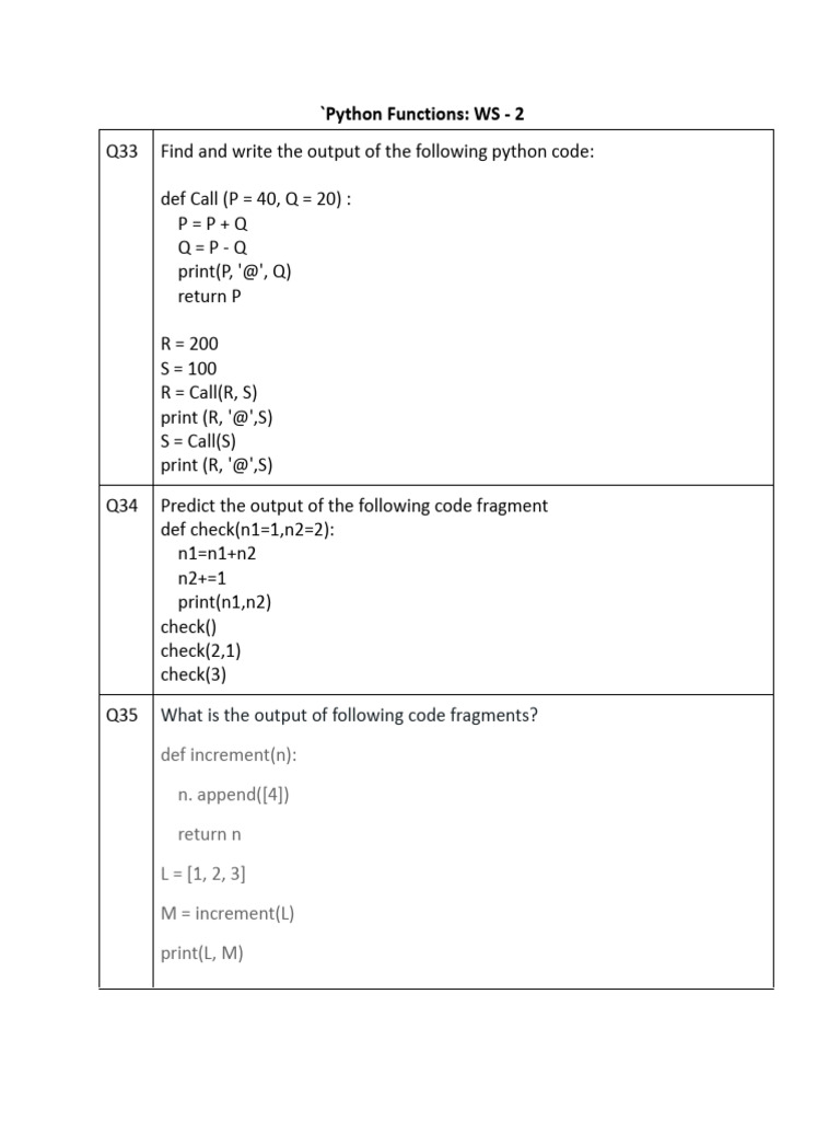 Python Functions - Revision Worksheet 2 Sumita Arora | PDF