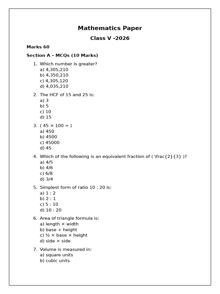 Mathematics Paper | PDF