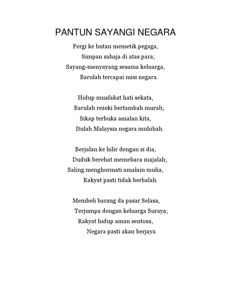 Pantun Sayangi Negara Pdf