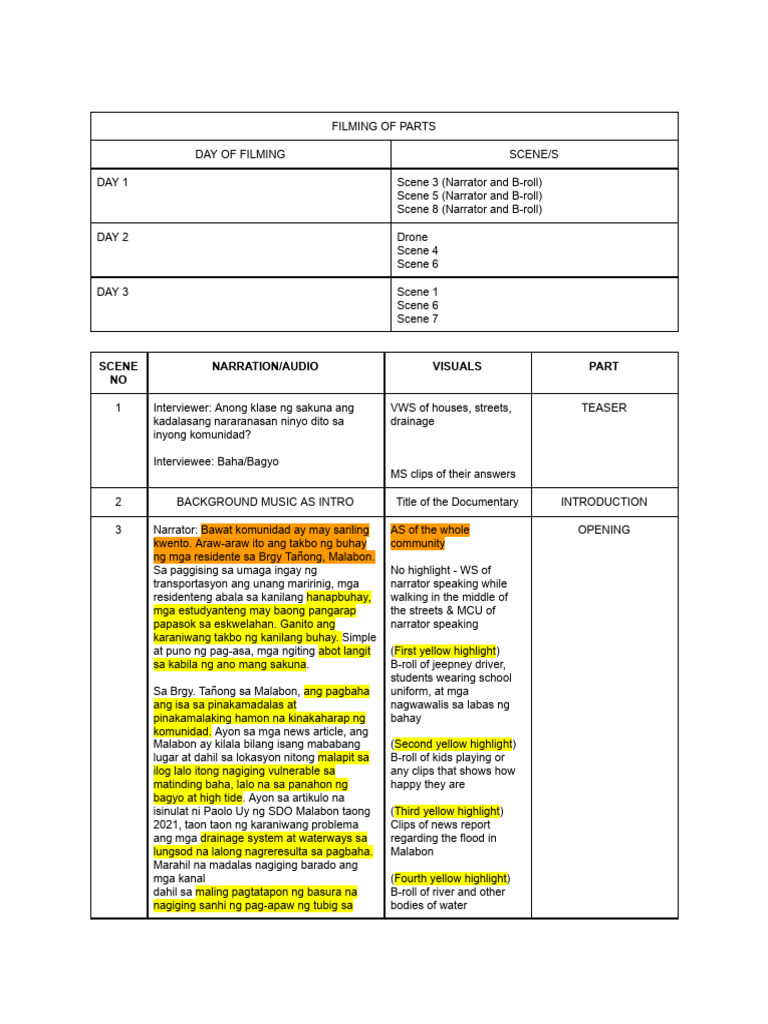 SCRIPT AND DETAILS FOR DOCU | PDF