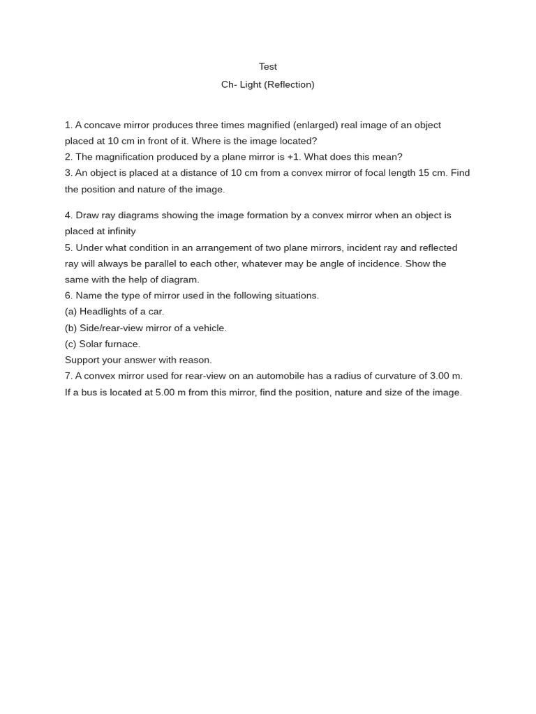 Test Light(Reflection) | PDF