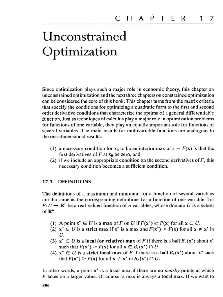 Unconstrained Optimization | PDF