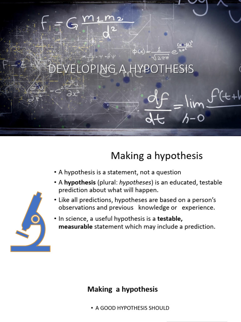 DEVELOPING A HYPOTHESIS | PDF