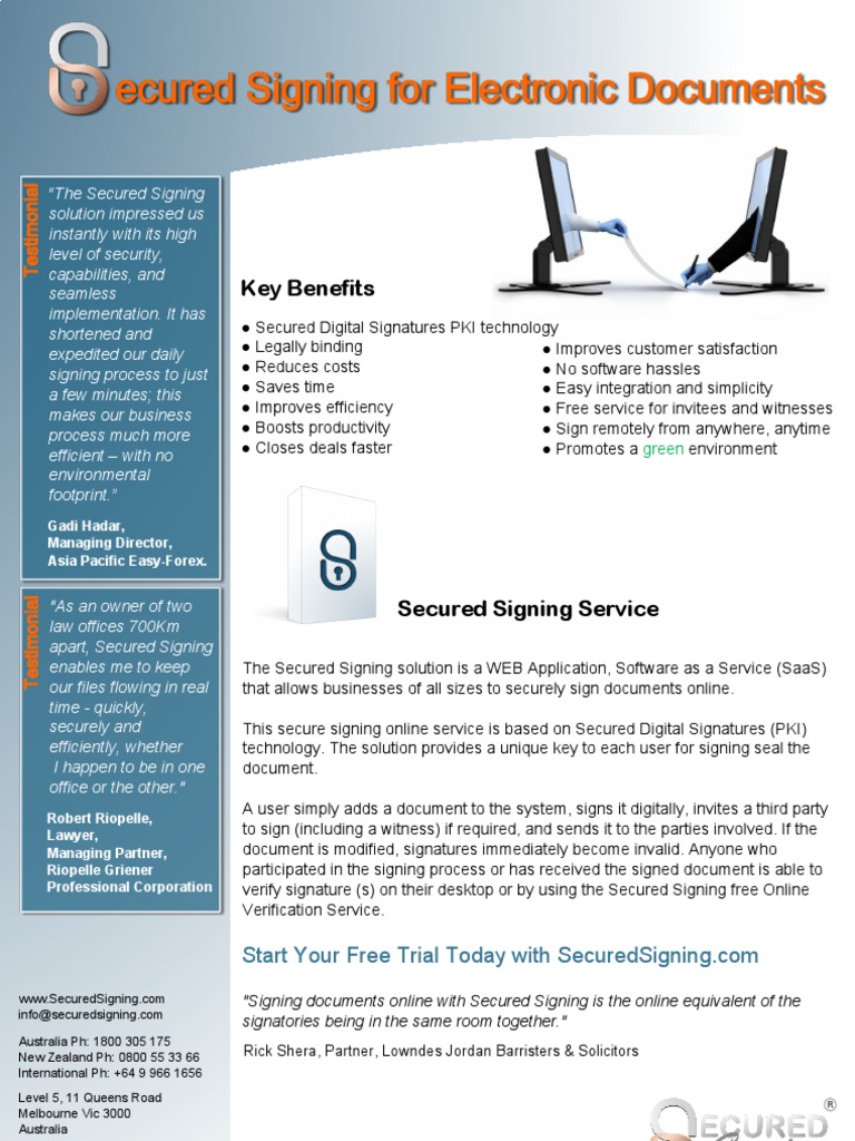 Benefits of Secured Signing Service | PDF | Finance & Money Management ...