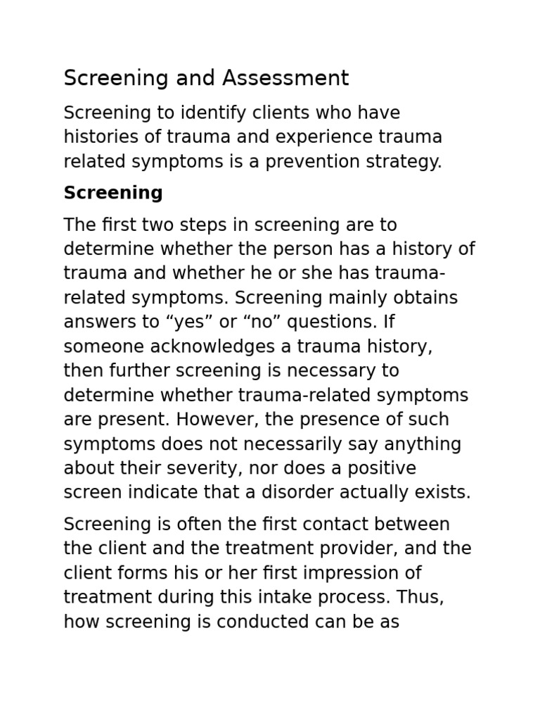 Screening and Assessment | PDF