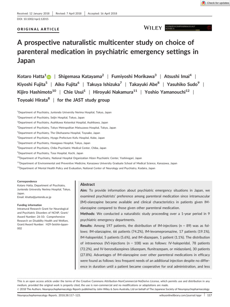 A Prospective Naturalistic Multicenter Study on Choice of Parenteral ...