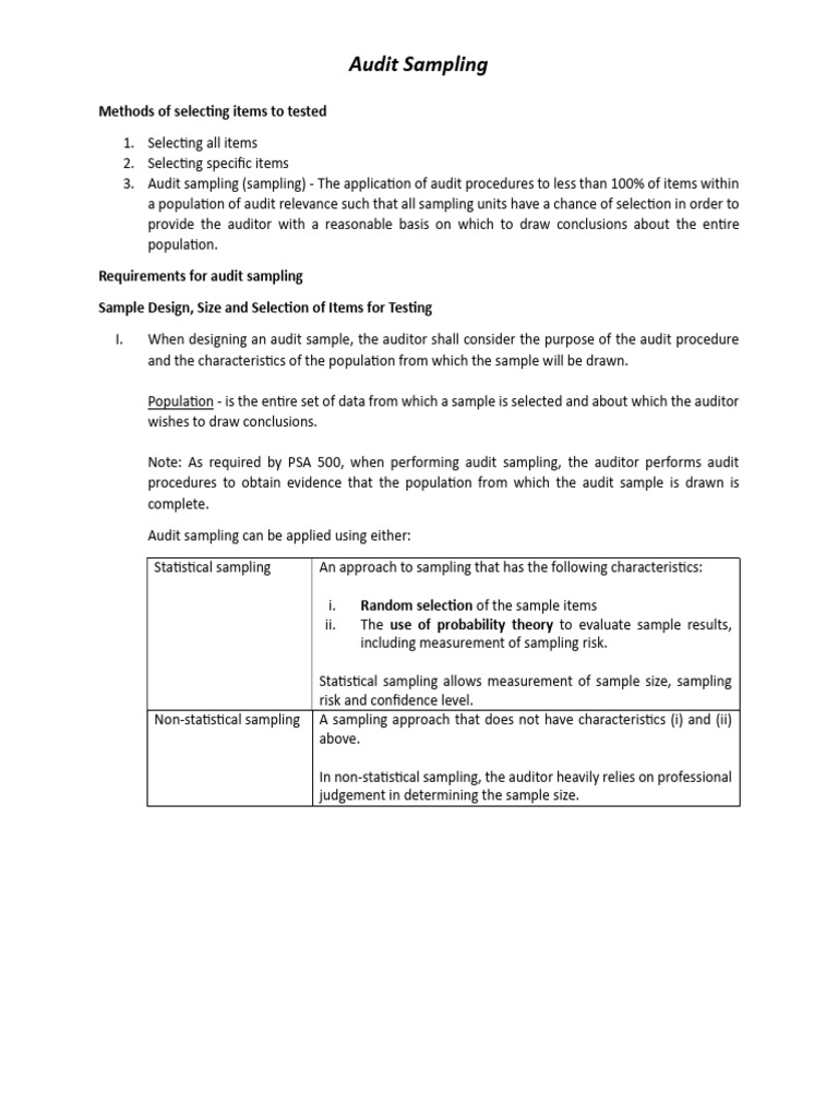 Audit Sampling | PDF