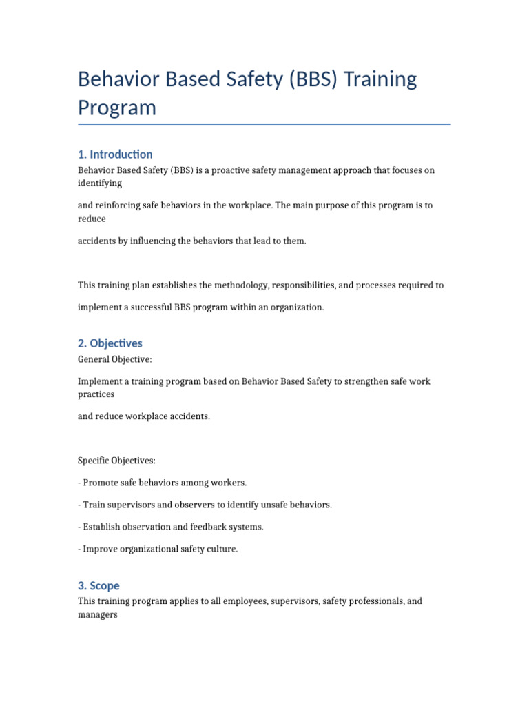 BBS Training Plan | PDF