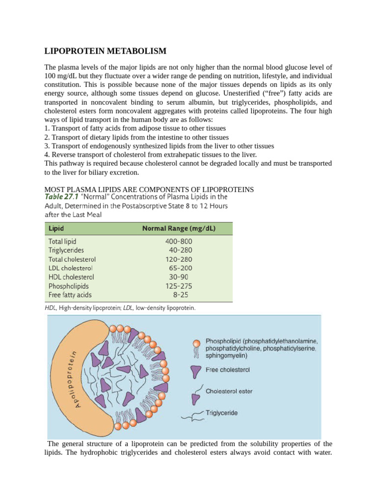 Lipoprotein Metabolism | PDF