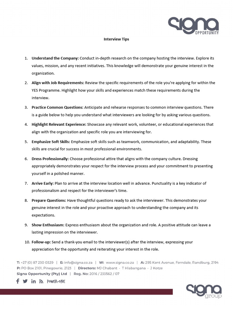 Interview Pack. | PDF
