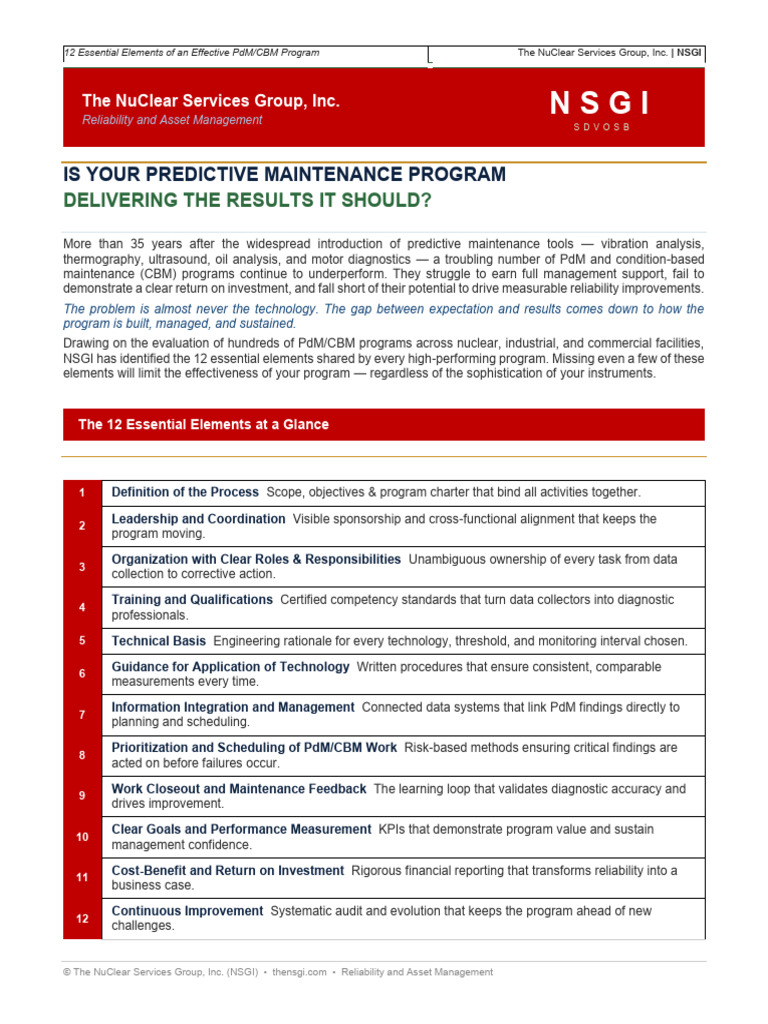 Nsgi Pdm Cbm Summary s&g | PDF