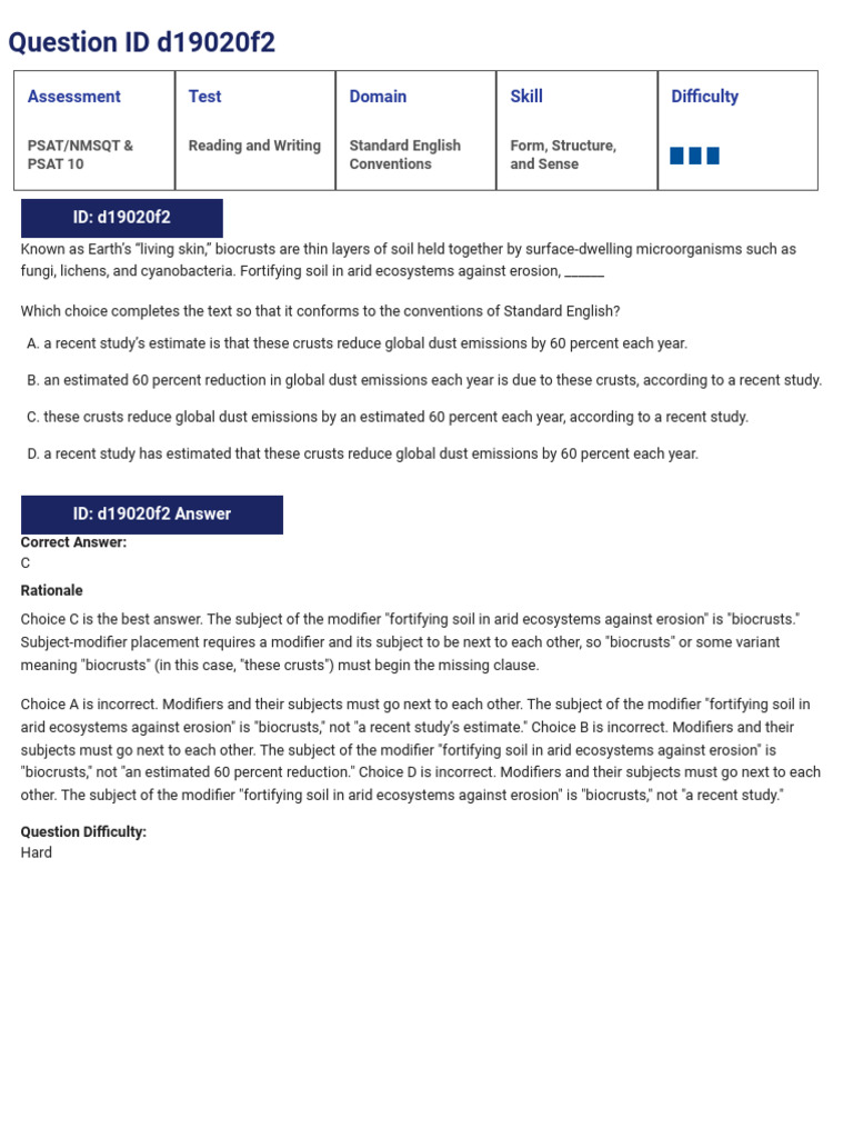 PSAT Standard English Conventions answers | PDF