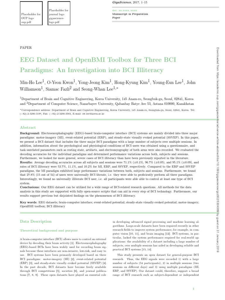 OPENBMI Toolbox (2019) | PDF