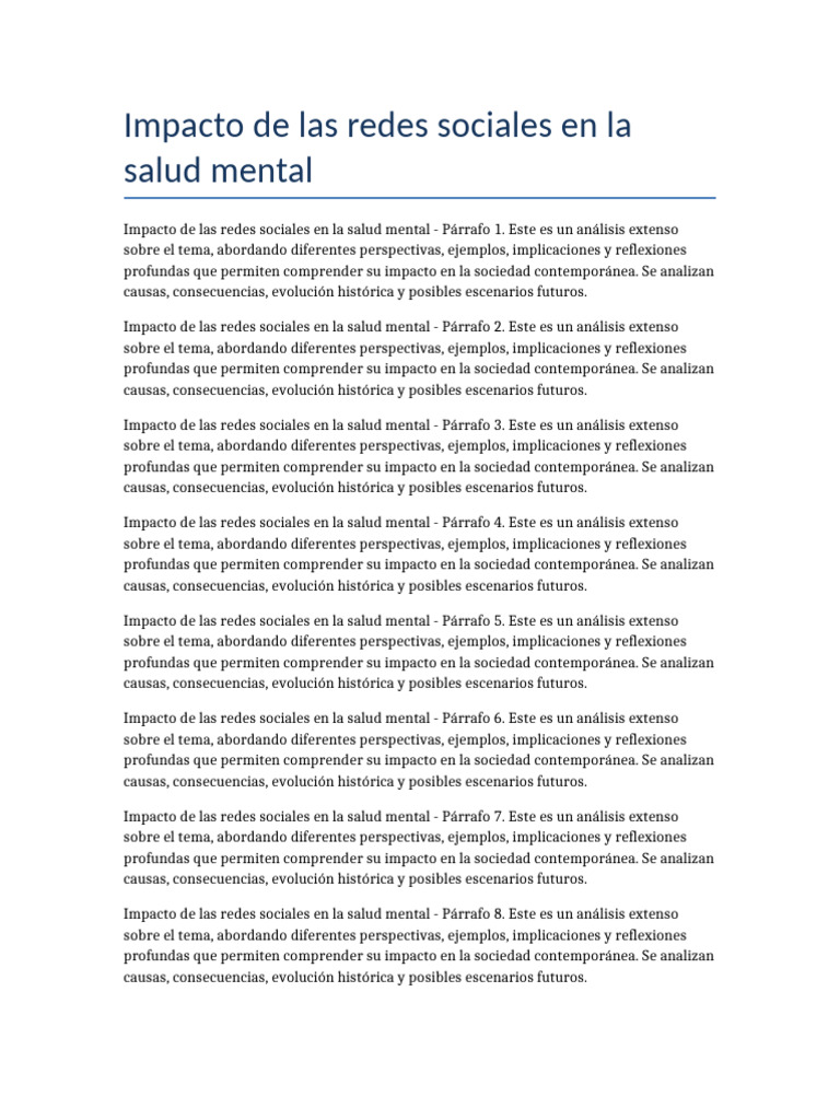 Impacto de las redes sociales en la salud mental | PDF | Evolución ...