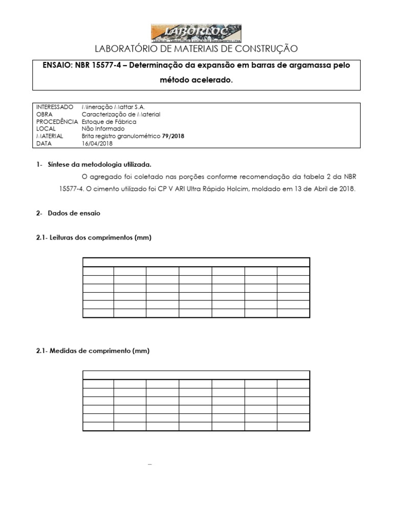 Relatório RAA Brita - Final | PDF