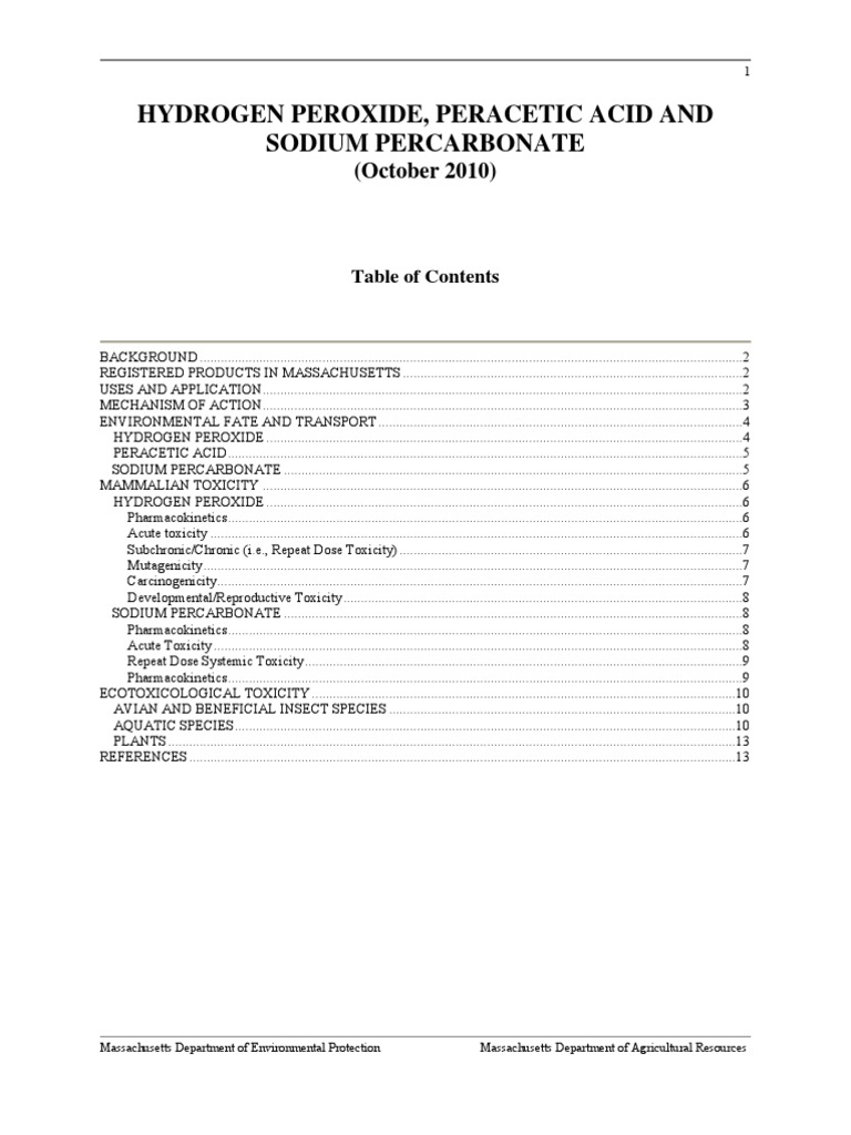 Sodium Carbonate Peroxyhydrate and Hydrogen Peroxide | PDF ...
