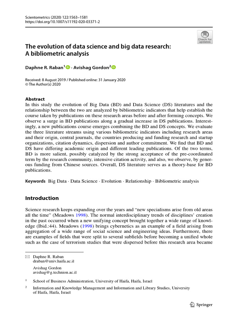 The Evolution of Data Science and Big Data Research a Bibliometric ...