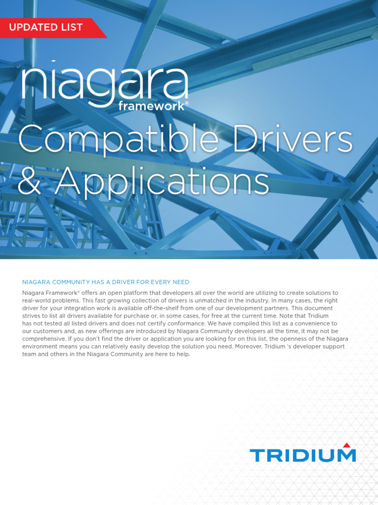 Niagara Compatible Drivers and Applications List` | PDF