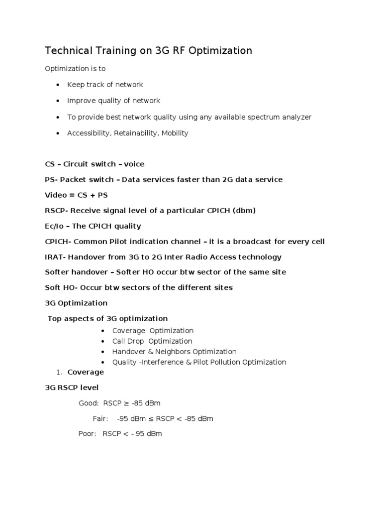 3G RF Optimization Guideline | PDF | Computers