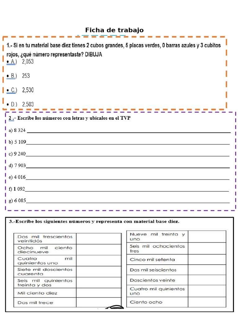 Ficha de Trabajo Matamática (1) | PDF