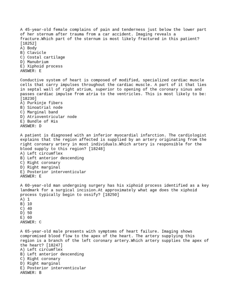 Cvs Exam Sample | PDF | Heart | Lipoprotein