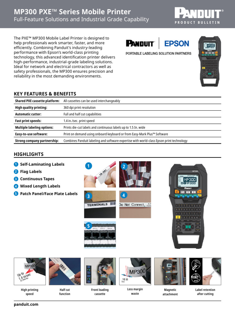 MP300 Panduit | PDF | Printer (Computing) | Office Equipment