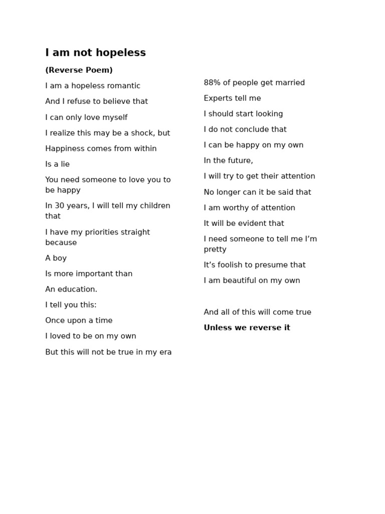 Reverse Poem | PDF