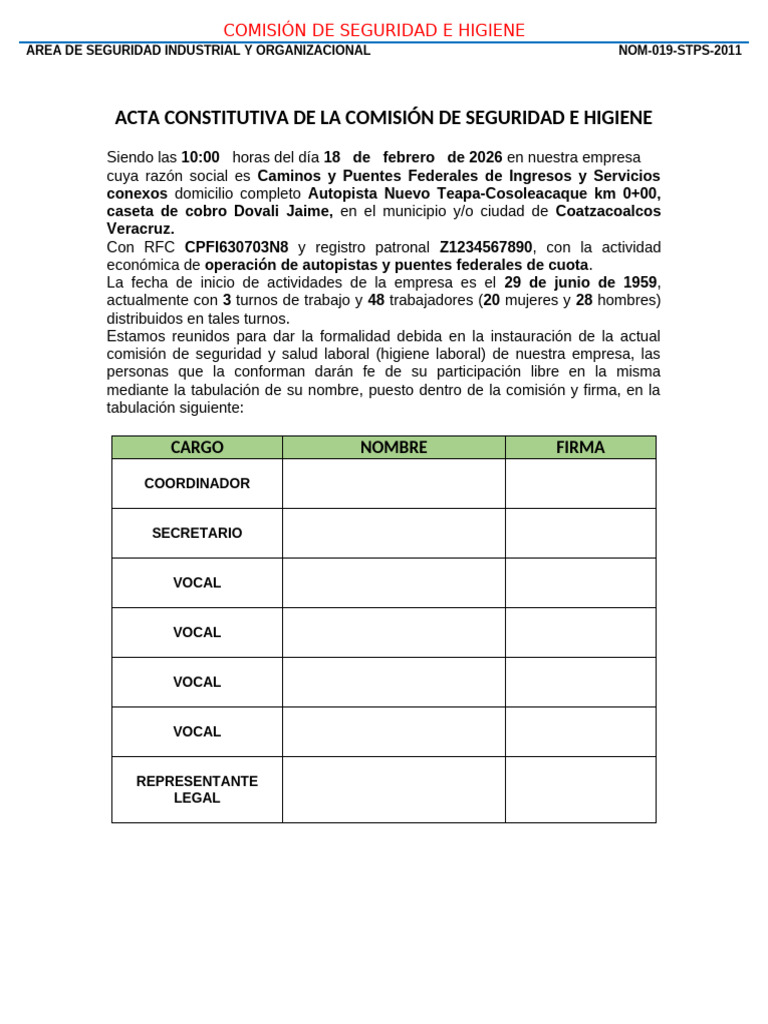 Acta Constitutiva A | PDF | Seguridad y salud ocupacional