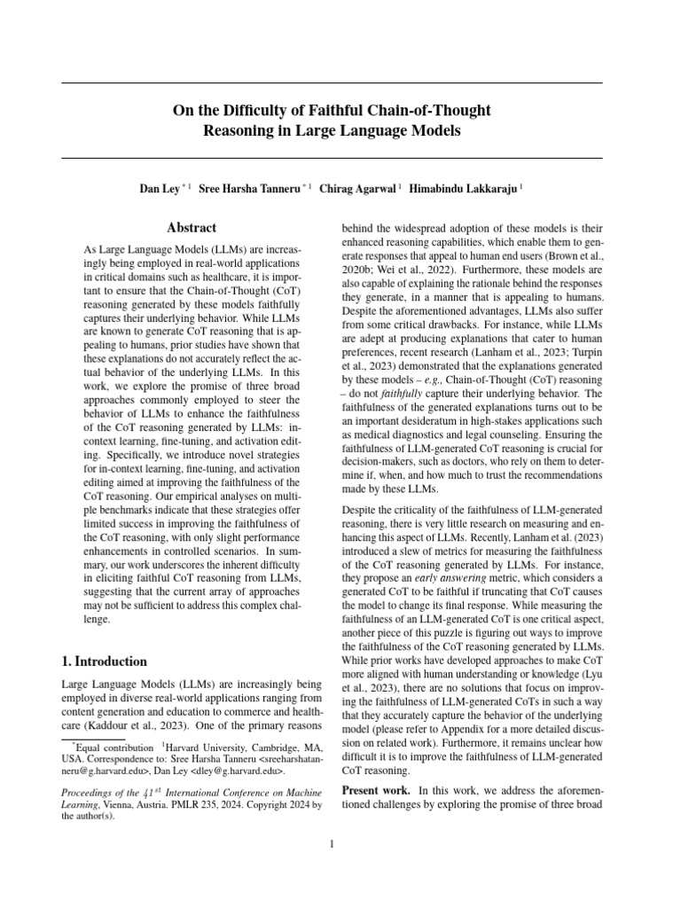 On the Difficulty of Faithful Chain-Of-Thought Reasoning in Large ...