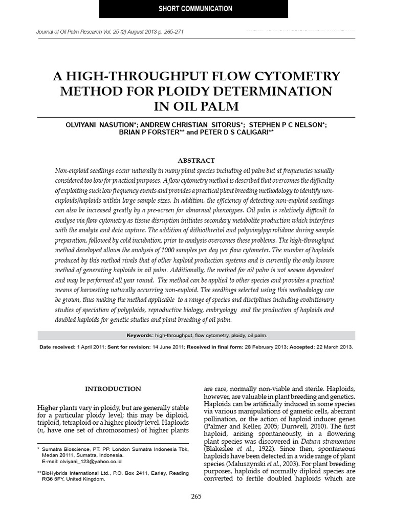 Hightroughputflowcytometry | PDF | Ploidy | Flow Cytometry