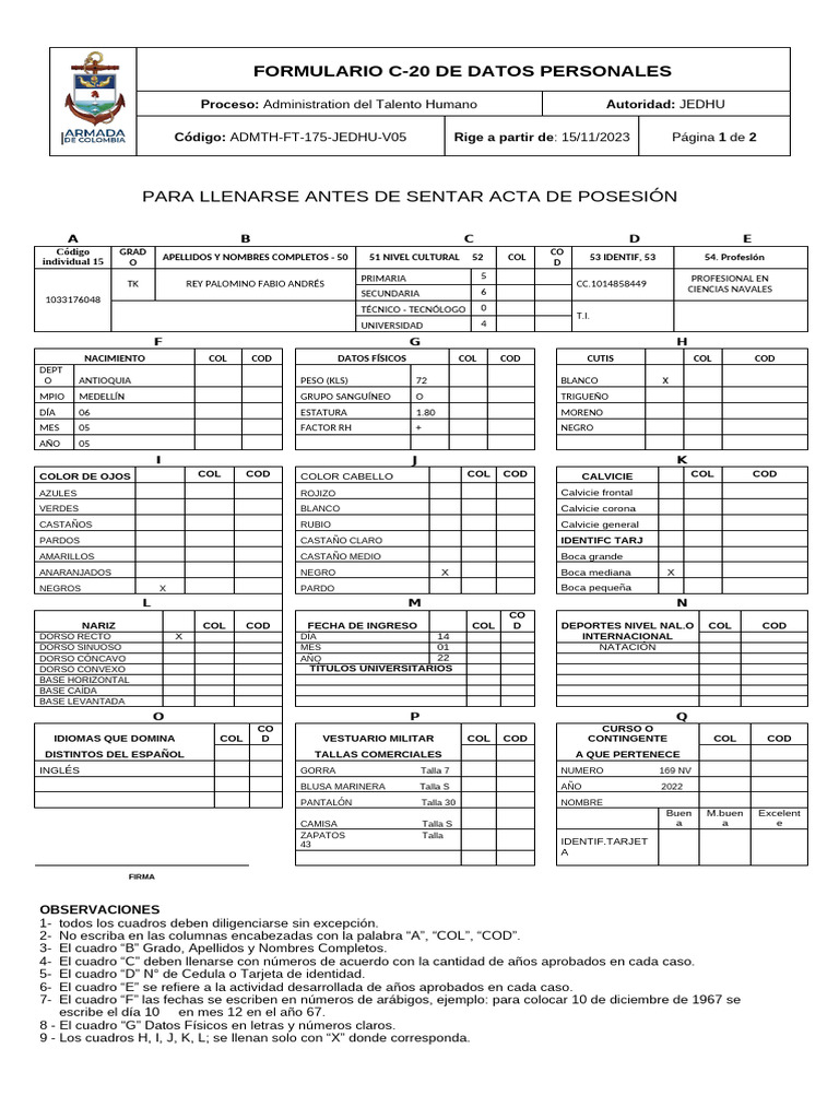 Formulario C-20 Actualizacion Datos Personales Tk Rey | PDF