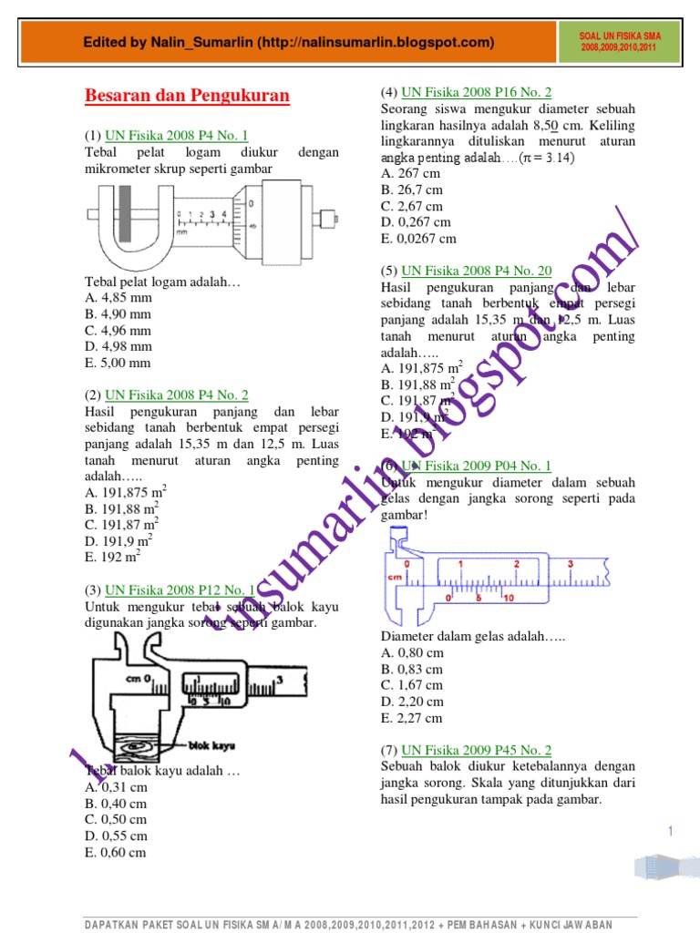 Kumpulan Soal  UN Fisika SMA 2008 2009 2019 2019 PDF