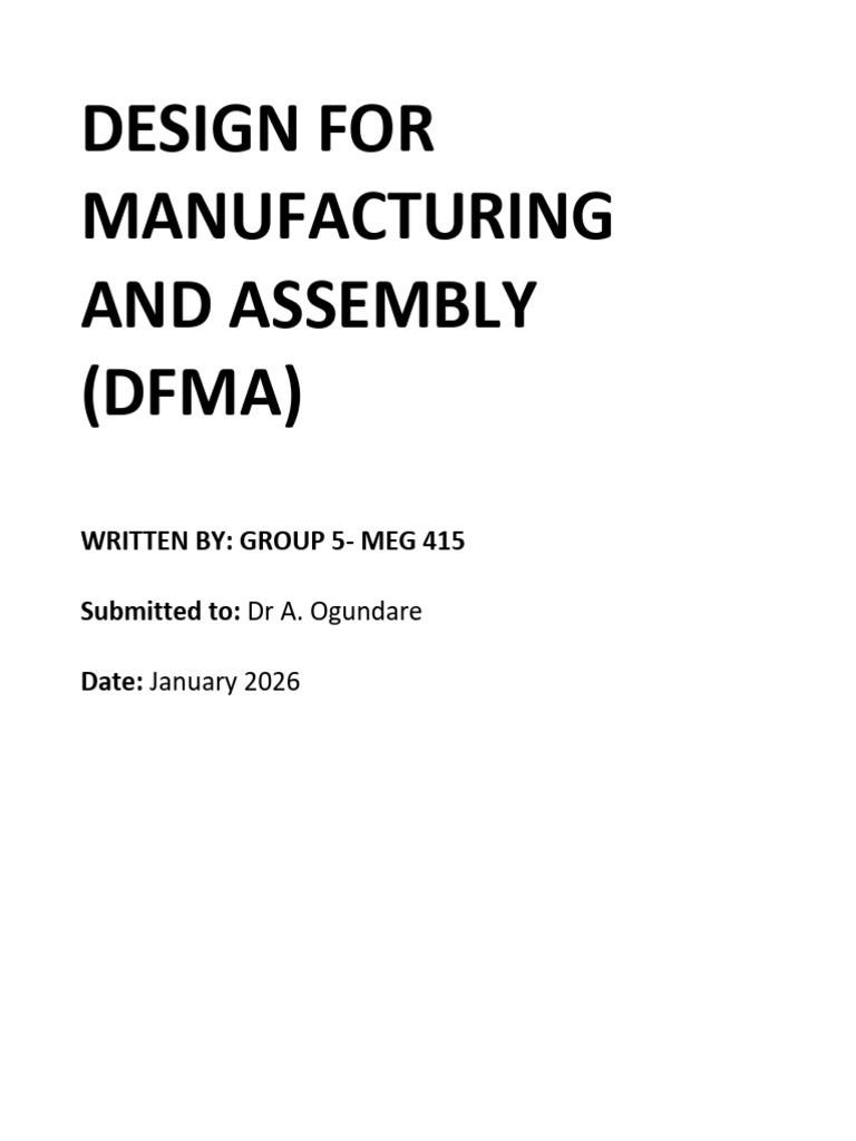 Design For Manufacturing and Assembly | PDF