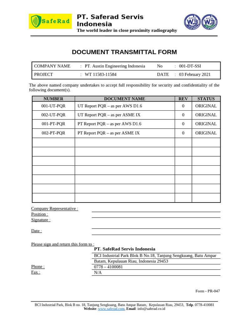 001 Transmittal Austin | PDF