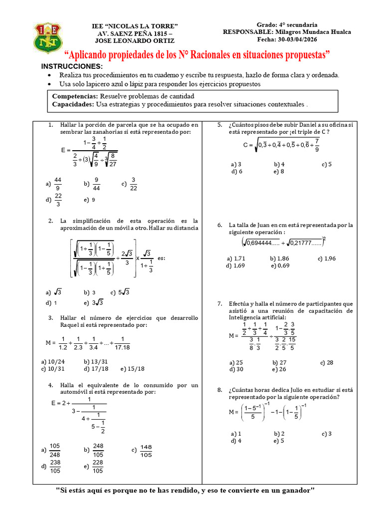 Ficha Mat Iee Nlt(01-03 Abril) | PDF