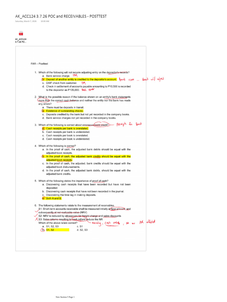 Ak Acc124 Poc and Ar Posttest | PDF