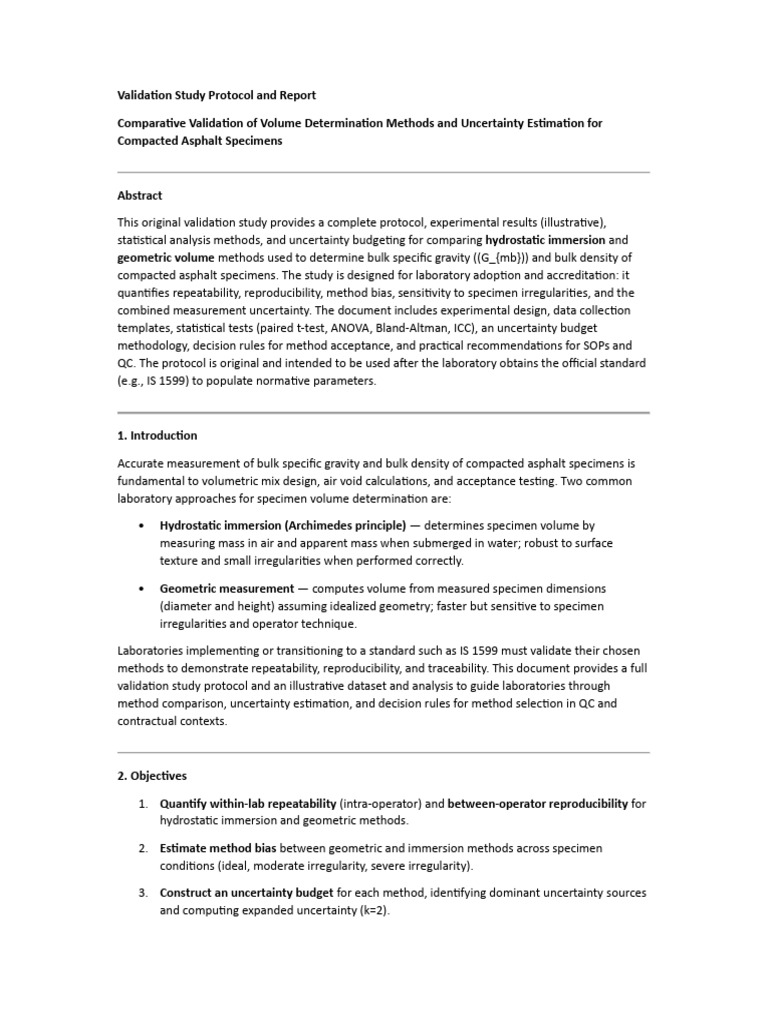 Validation Study Protocol and Report | PDF