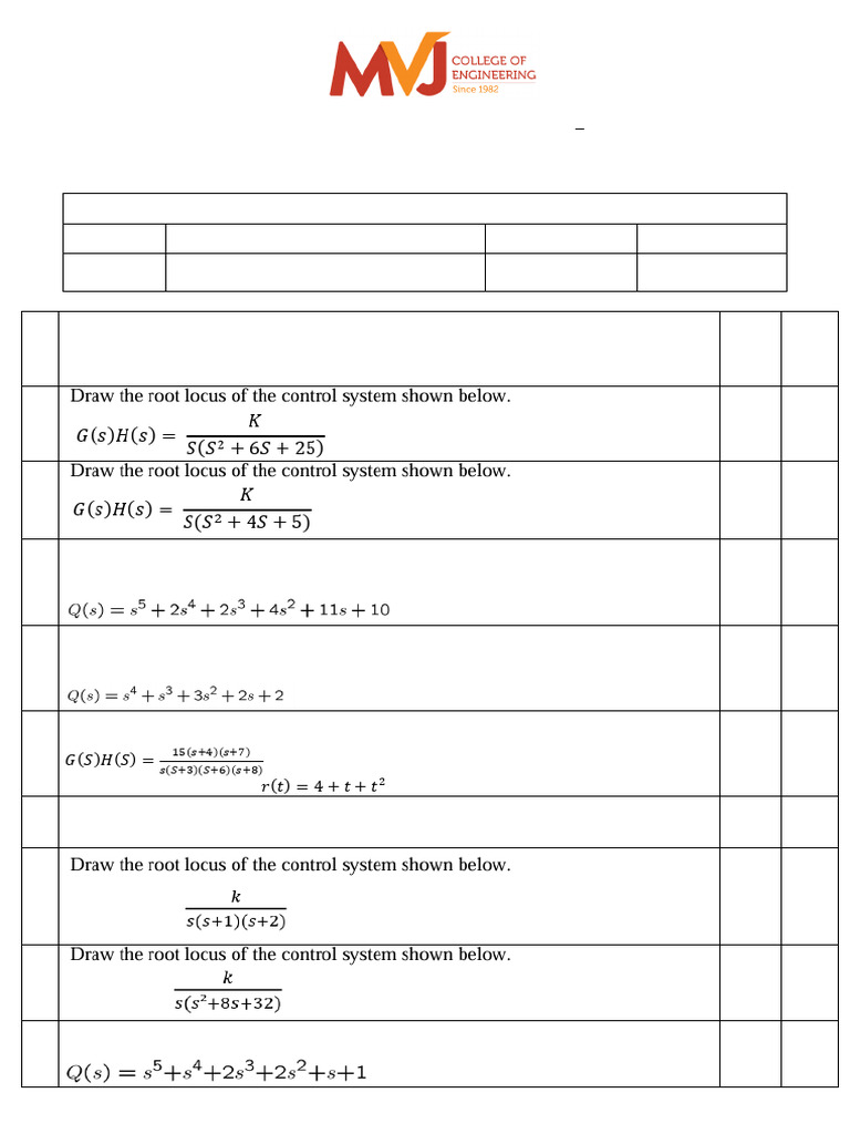 Assignment 2_MVJ22EE62 Control Systems | PDF | Applied Mathematics ...